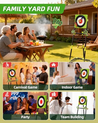 Axe Throwing Game for Backyard with Bristle Target & 12 Throwing Axes Set, Indoor & Outdoor Games for Adults, Kids & Family, Yard Games Toys, Axe Throwing Target,Dart Board,Carnival Games(Green)