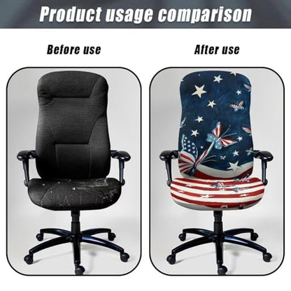 Office Chair Cover America 250, Removable Office Computer Game Chair Slipcovers Stretchy Polyester Covers for Reclining Racing Gaming Gaming Chair - color: America 250, size: Large