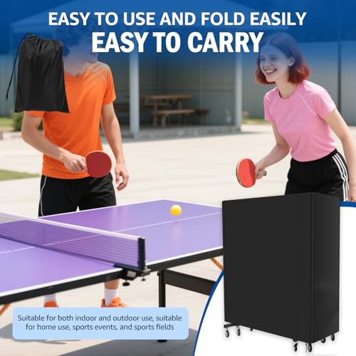 Ping Pong Table Cover,Heavy Duty Waterproof Windproof Cover with Drawstring for Outdoor & Indoor Foldable Table Tennis Tables, All Weather Multi Protection