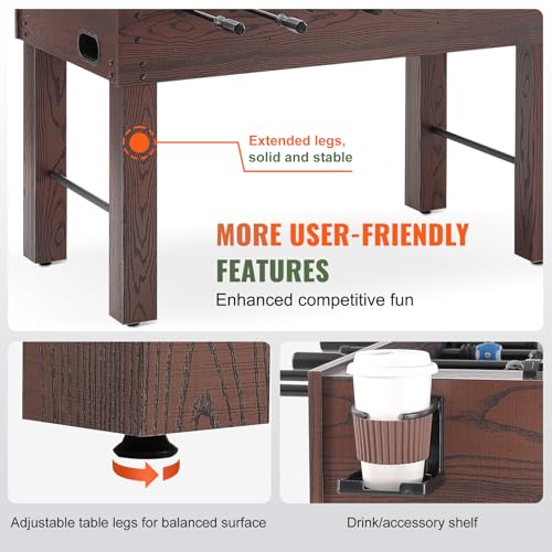 Happybuy Foosball Table, 55-inch Standard, Indoor Full Size for Home, Family, Game Room, Set with 4 Balls, 2 Cup Holders