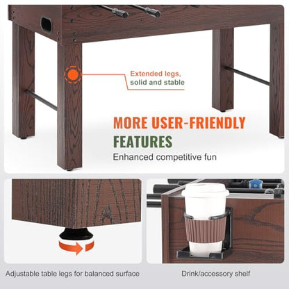 Happybuy Foosball Table, 55-inch Standard, Indoor Full Size for Home, Family, Game Room, Set with 4 Balls, 2 Cup Holders
