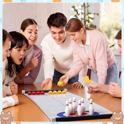 Capoda Tabletop Curling and Bowling Games Baby Shower Game Set Include 8 Curling 6 Bowling 1 Mat 2 Magnetic Strip for Indoor Birthday Bridal Shower Gender Reveal Table Decoration Supplies(Blue Bear) - style: Blue Bear
