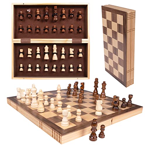 Kangaroo Premium Wooden Chess Set, 11'' Chess Board Game with Wooden Storage Box & Magnetic Chess Closure, Folding Luxury Chess Set, Travel Chess Sets for Adults & Kids, Chess Sets for Adults, Kids - size: Small (11 Inch)