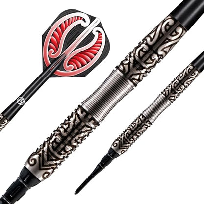 Shot! Darts Warrior Hautoa Professional Tungsten Throwing Dart Set - Soft Tip, Designed Flights for Women & Men