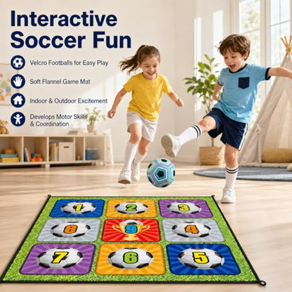 Childrens Soccer Mat, 150x150cm Velvet Soccer Target Game, Nine Grid Soccer Practice Mat 7-14, Indoor Outdoor Soccer Toys, Blue - color: Blue