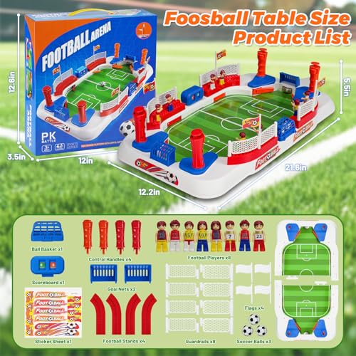 Mini Foosball Table Game for Kids, Portable Soccer Board Game with Scoreboard, Tabletop Indoor Football Sports Toy for 3 4 5 6 7 8-12 Year Old Boys Girls, Family Party Christmas Birthday Gift