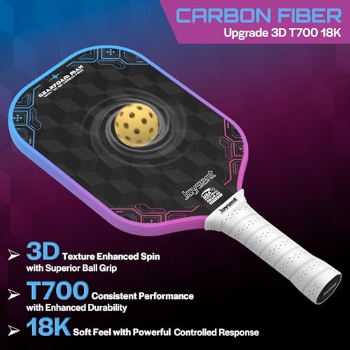 3D-T700-18K Carbon Fiber Pickleball Paddle with 14mm Foam Core, USAPA Approved Premium Pickle Ball Racket Set with Enhanced Spin, Balance Control & Power, Gearfoam Max - color: Blue-Pink