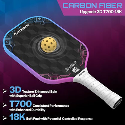 3D-T700-18K Carbon Fiber Pickleball Paddle with 14mm Foam Core, USAPA Approved Premium Pickle Ball Racket Set with Enhanced Spin, Balance Control & Power, Gearfoam Max - color: Blue-Pink