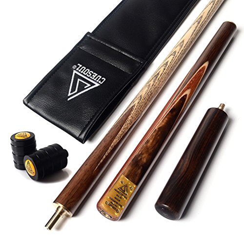 CUESOUL 3/4 Jointed Snooker Cue 57 inch Handcraft with Extension/Joint Protector Packed in Leatherette Cue Bag - color: 303 with Cue Bag