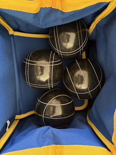 BuyBocceBalls Listing - Extra Heavy Duty Nylon Bocce Bag - Royal Blue with Yellow Handles, with Ball Separator