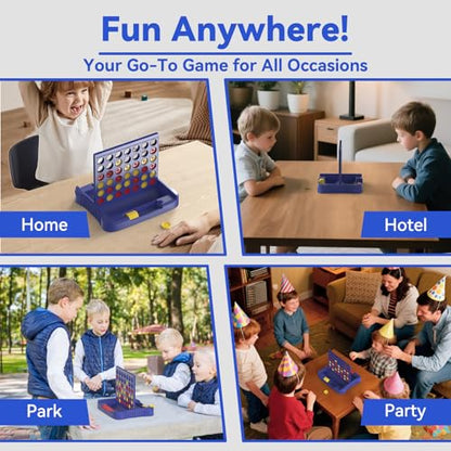 Pup Go 4 in a Row Game, Strategy Board Games for Kids 3-12, Connect & Win Four in a Line, Foldable Holiday Travel Essential, 2 Players for Family and Kids, Best Gifts for Boys and Girls (Blue) - color: Blue