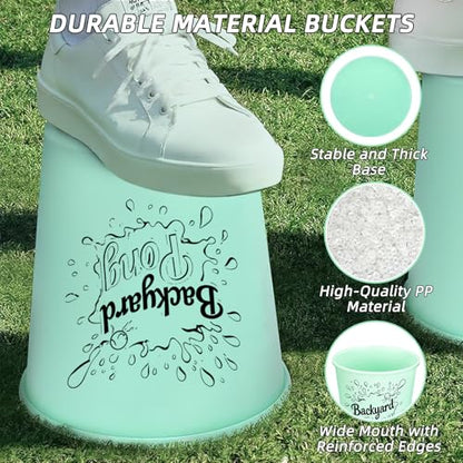 Mostop Yard Pong Outdoor Game: Giant Yard Game Set with 12 Buckets Glow in Dark, 6 Balls and Carry Bag, Toss Game Throwing Games for Adults and Family, Outdoor Game for Lawn, Backyard, Beach