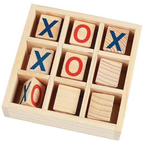 Wooden Tic Tac Toe Board Game - Strategy Game for Kids - Toy for Road Trips and Indoor Play