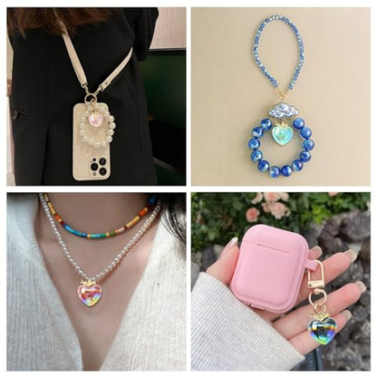 Stiesy 5 Pcs Resin 3D Heart Pendants Charms 5 Colors Rhinestone Glitter Love Heart Shape Charms Bulk for DIY Necklace Bracelet Jewelry Making - color: Heart-5pcs