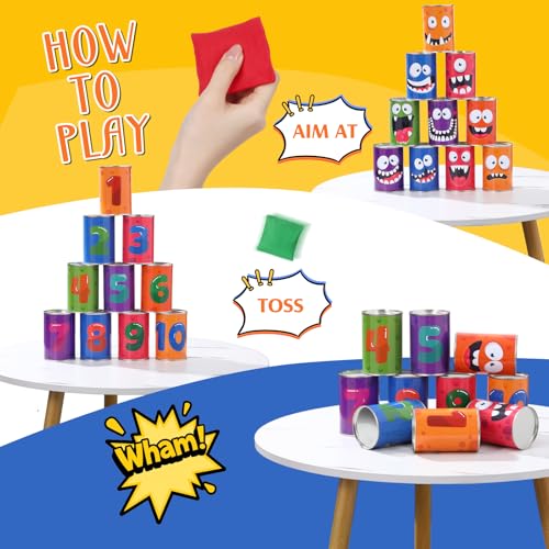 HyDren 13 Pcs Carnival Can Bean Games Bag Toss Festival Party Games for Kids Adults Carnival Supplies for Outdoor Indoor Family Birthday Homeschooling Lawn Yard Backyard Activities Game