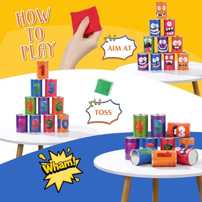 HyDren 13 Pcs Carnival Can Bean Games Bag Toss Festival Party Games for Kids Adults Carnival Supplies for Outdoor Indoor Family Birthday Homeschooling Lawn Yard Backyard Activities Game