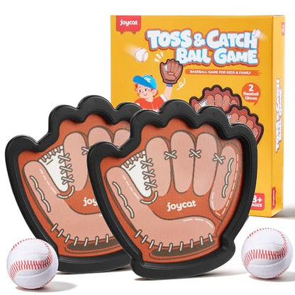 JoyCat Toss and Catch Ball Game for Kids, 2 Paddle Sticky Ball Set, Toddler Baseball Catch Toy, Outdoor Game for Beach, Yard&Camping, Family Sports for Boys Girls Ages 3-12
