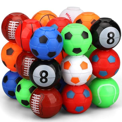 34PCS Mini Fidget Spinners Party Fidget Toys Soccer Basketball Baseball Sport Balls for Goodie Bag Stuffer, Finger Stress Balls Toy for Christmas Party Classroom Prize
