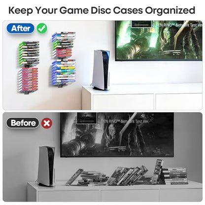 Video Game Storage Wall Mount for Switch/PS5/PS4/Switch2/XBX Game Case Holder, Gaming Shelf Mount Gamecase Organizer Up to 36PCS, Wall-Mounted Gaming Display Stand Tower for Gift, 4 Pack, Black - size: 4 Packs