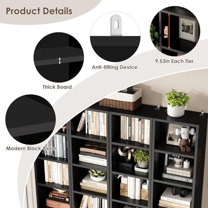 FOTOSOK 8-Tier Media Tower Rack, 11.6 X 9.3 X 70.9 Inches CD DVD Slim Storage Cabinet with Adjustable Shelves, Tall Narrow Bookcase Display Bookshelf for Home Office, Black - color: Black