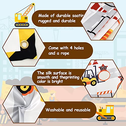 Construction Truck Toss Game Banner with 4 Bean Bags ，Indoor Outdoor Excavator Throwing Theme Party Game Banner with 7 Score Holes for Adults Birthday Party Decorations （Yellow）