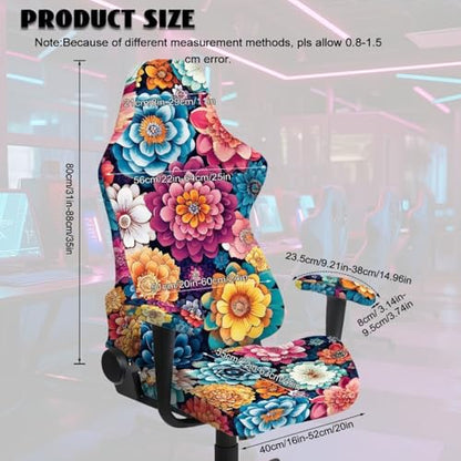 Suobstales Boho Mandala Flower Pattern Gaming Chair Covers Waterproof Cat Scratch Proof Stretch Game Chair Cover with Armrest Anti-Scratch Protection for Ergonomic Gaming Rotating Desk Chair - color: Boho Mandala Flower