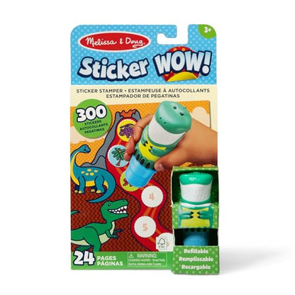 Melissa & Doug Sticker Wow!™ Dinosaur Bundle: 24-Page Activity Book, Refillable Sticker Stamper, Mini Pad, 500 Stickers, Arts and Crafts for Kids Ages 3+ - color: Dinosaur, size: Single