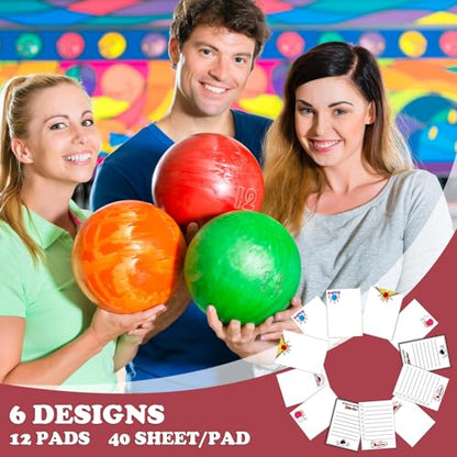 Ctosree 12 Pcs Bowling Gifts Sticky Notes Memo Pads for Bowling Party Favors Decorations Lined Sticky Notes for Daily Use Game Reminders Office Reward Supplies - style: Bowling