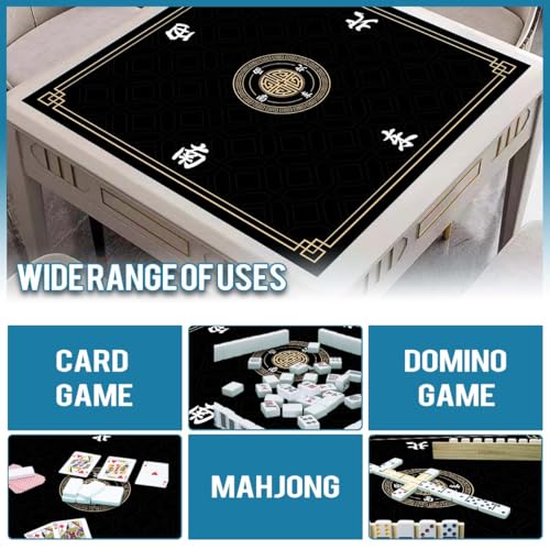 Mahjong Mat, Non-Slip Noise Reducing Game Mat, 31.5 Inch Mahjong Table Mat,Mahjong Mat with Cloth Bag and Carton Storage,Suitable for Mahjong, Dominoes, Solitaire and Other Games. (Black) - color: Black