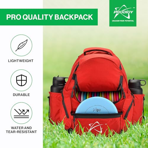 Prodigy Disc BP-3 V3 Disc Golf Backpack | Golf Bag with 20+ Disc Capacity | Large Disc Bag | Tear & Water Resistant - color: Red
