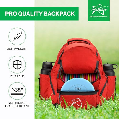 Prodigy Disc BP-3 V3 Disc Golf Backpack | Golf Bag with 20+ Disc Capacity | Large Disc Bag | Tear & Water Resistant - color: Red
