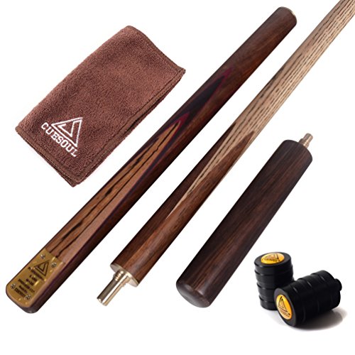 CUESOUL 57" Handcraft 3/4 Jointed Snooker Cue with Mini Butt End Extension +Cue Towel+ Joint Protector