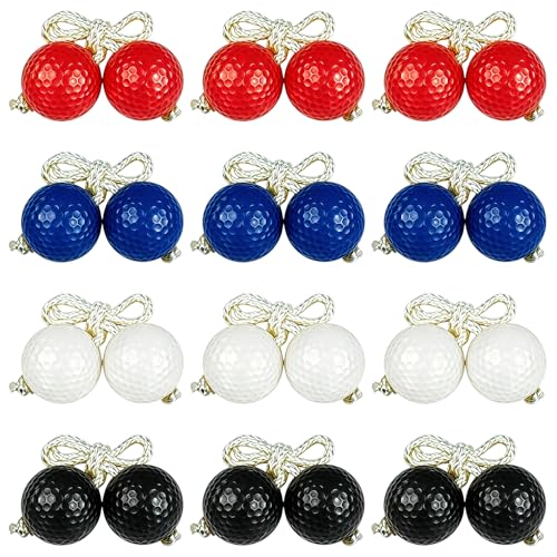 12 Pack Ladder Balls Ladder Toss Balls Replacement with Storage Bag for Toss Match - color: Red Blue Black White