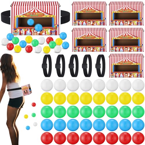 5 Sets Circus Theme Party Supplies Swing Shaking Balls Set Includes 50 Balls, Adjustable Belt & Cardboard Boxes Circus Tent Party Decor Table Tennis Twerk Outdoors Indoor