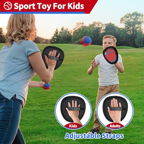 SpringFlower 4 Pack Catch and Toss Game, Toddler Catch Ball Game Set, Kids Baseball Beach Outdoor Pool Game Toy for Kids, Boys & Girls Toy for Kids Toddlers, Fun Idea Gift - style: Red