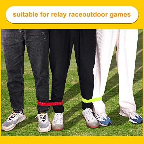 AIEX 10pcs 3 Legged Race Bands for Adults Kids, Colorful Legged Race Bands Elastic Tie Rope with Magic Adhesives for Relay Race Game, Field Day, Backyard, Team Games (5 Colors)