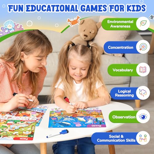 JoyCat Search and Find Activity Books, Preschool Learning Game Activities for Toddlers & Kids Ages 3-5, Travel Toys for Road Trip Car Airplane, Birthday Gifts for Girls and Boys 4-8 - style: Mixed Themes
