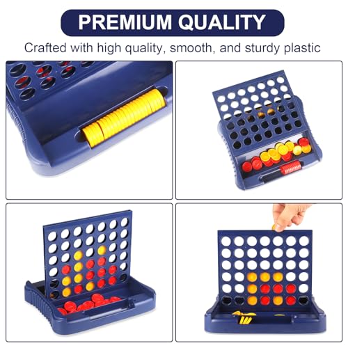 4 in a Row Connect Game, Travel Board Games for Kids Adults, Get 4 in a Row to Win - 9 x 7.4 inches（Blue） - color: Blue