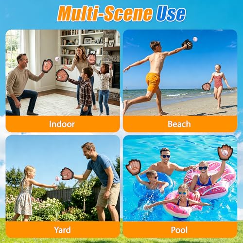 JoyCat Toss and Catch Ball Game for Kids — Sticky Catching Ball Set, Soft Balls & Plastic Paddles, Outdoor Toddler Baseball Toy for Beach Backyard Camping, Boys Girls Ages 3-12