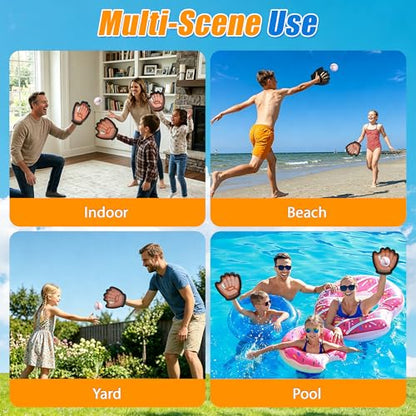 JoyCat Toss and Catch Ball Game for Kids — Sticky Catching Ball Set, Soft Balls & Plastic Paddles, Outdoor Toddler Baseball Toy for Beach Backyard Camping, Boys Girls Ages 3-12