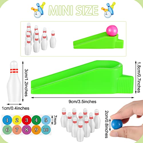 Kathfly Bowling Party Favors for Kids Mini Game with Miniature Bowl Pins Ramp Bowl Ball Tabletop Bowling Sets Goodie Bag Fillers for School Classroom Prize Party(25 Set)