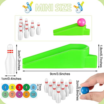 Kathfly Bowling Party Favors for Kids Mini Game with Miniature Bowl Pins Ramp Bowl Ball Tabletop Bowling Sets Goodie Bag Fillers for School Classroom Prize Party(25 Set)