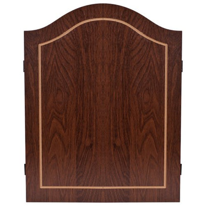 Dart Board Cabinet Set with 18-inch Dartboard, 6 Steel-Tip Darts, and Chalkboard Scoring for Game Rooms, Man Caves, and Home Bars by Trademark Poker