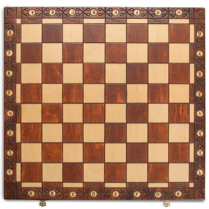 Husaria European International Wooden Chess Game Set, Ambassador - 21.7 Inches - Large-Size Chess Set with Handcrafted Chessmen and Felted Folding Board