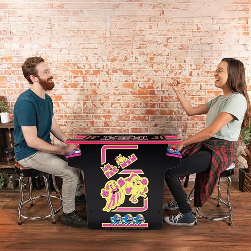 Arcade1Up Ms.PAC-MAN Head-to-Head Arcade Machine – Retro Home Arcade Table with 12 Classic Games, Light-Up Control Deck & Real-Feel Joysticks