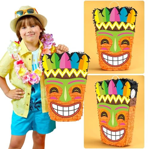 Wernnsai Tropical Hawaii Piata with Blindfold and Bat for Girls & Boys - Hawaiian Luau Themed Party Decoration - style: Aloha