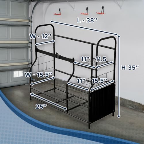 Morvat Golf Storage Bag Organizer, Fits Two Golf Bags, Metal Durable Rack Stand for Golfing Equipment, Golf Balls & Accessories, for Home, Garage, Basement, Shed (Style 2) - style: Style 2