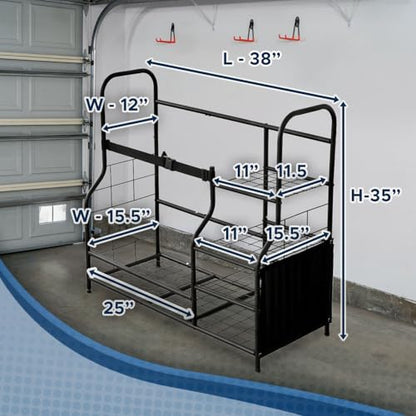 Morvat Golf Storage Bag Organizer, Fits Two Golf Bags, Metal Durable Rack Stand for Golfing Equipment, Golf Balls & Accessories, for Home, Garage, Basement, Shed (Style 2) - style: Style 2