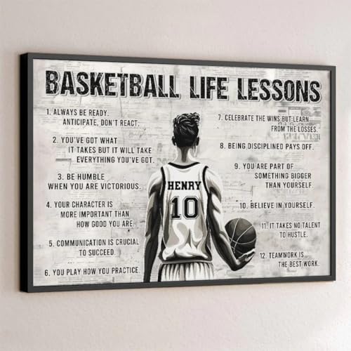 Personalized Basketball Life Lessons Canvas, Custom Basket Ball Poster Print, Motivational Basketballs Gift For Boys, Men, Players - color: Design 04