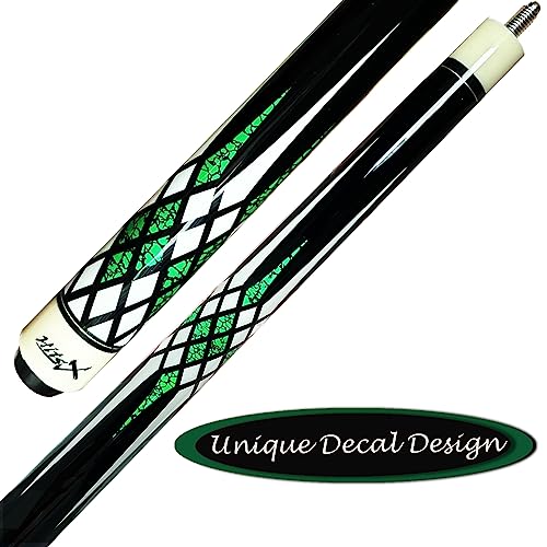 Tai ba cues Pool Cue Stick, 13mm Tip, 58", Hardwood Canadian Maple Professional Billiard Stick 19,20,30 Oz (Selectable)-Blue, Red, Green Pool Cue Stick - color: Green-19oz + Case